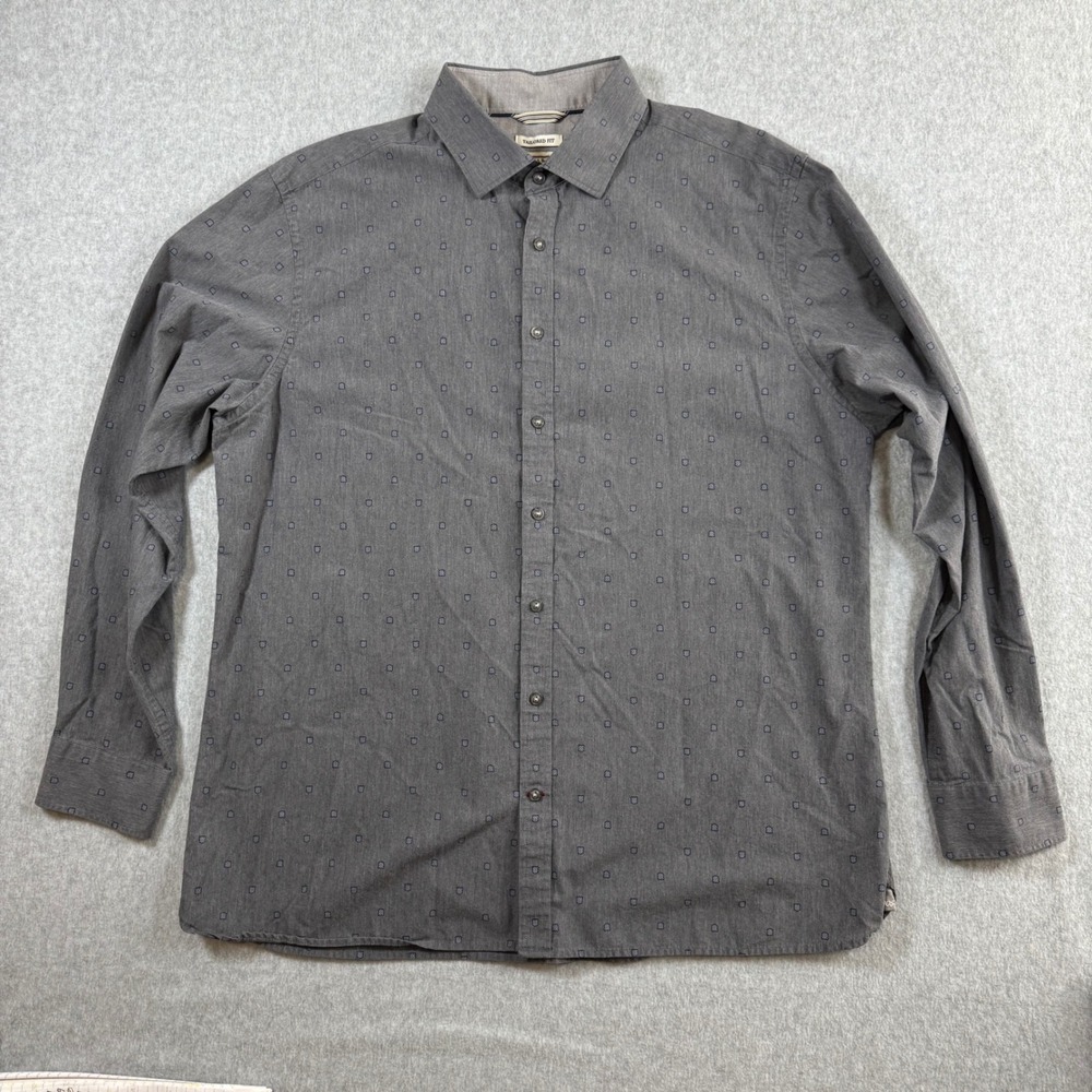 Jos. A. Bank 1905 Gray Micro Print Tailored Fit Cotton Button Down Shirt Mens XL